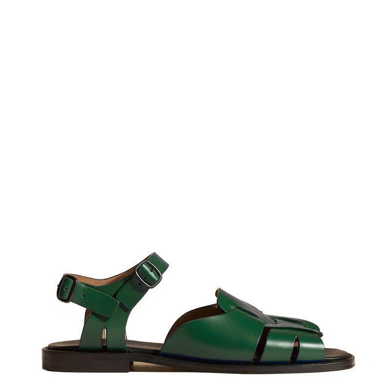 Men's Square-Toe Black  Fisherman Sandal