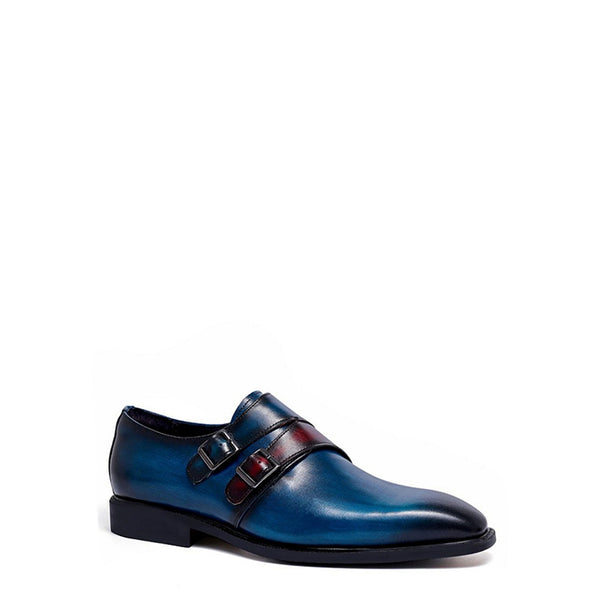 Men Double Buckle Monk Shoe
