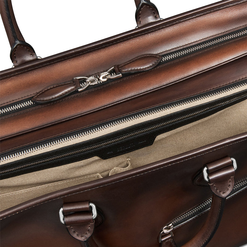 Grained Leather Black Satchel Bag