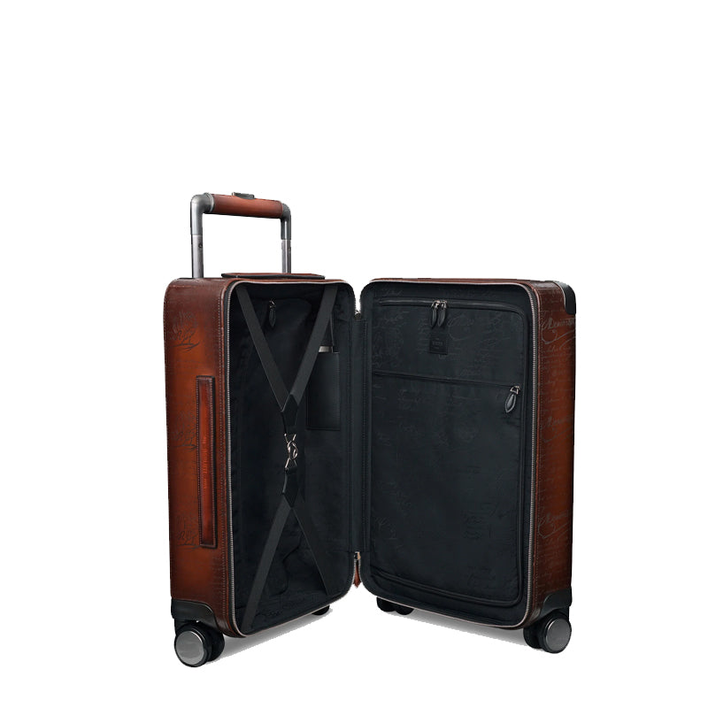 Luxury Eel Leather Brown Trolley Case