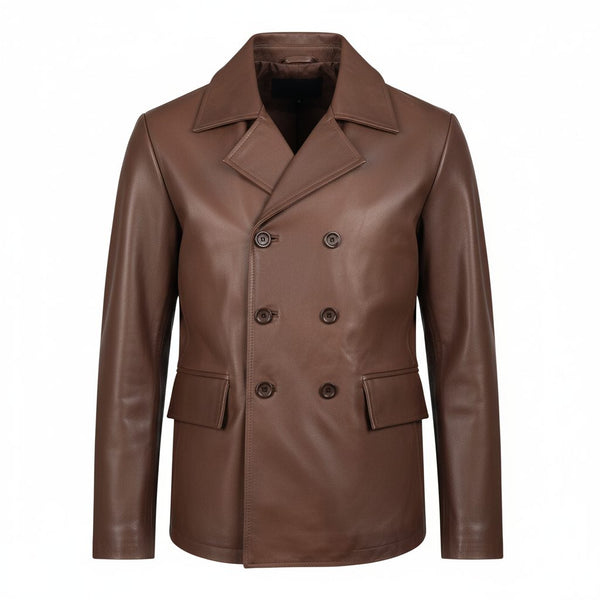 Deleno Leather Blazer - Brown