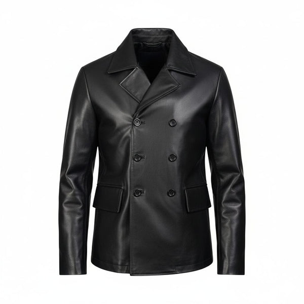 Deleno Leather Blazer - Black