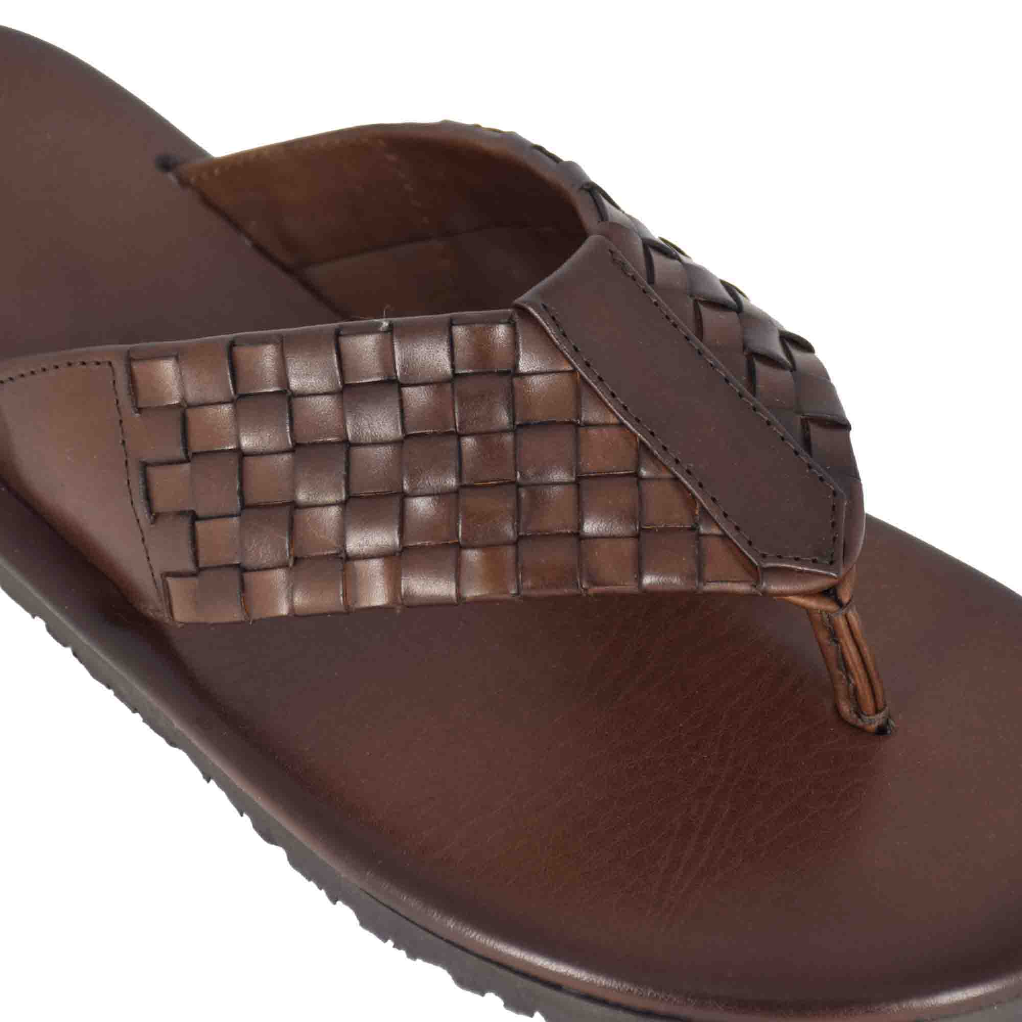Handmade brown braided leather Slip on