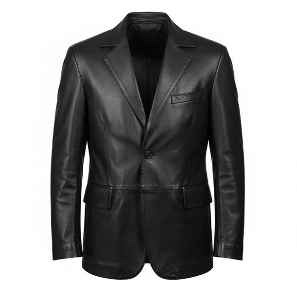 Astaire Leather Blazer - Black