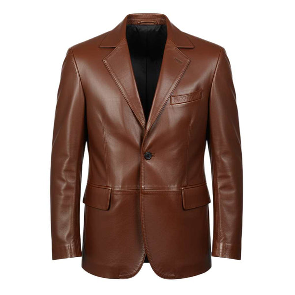 Astaire Leather Blazer - Brown