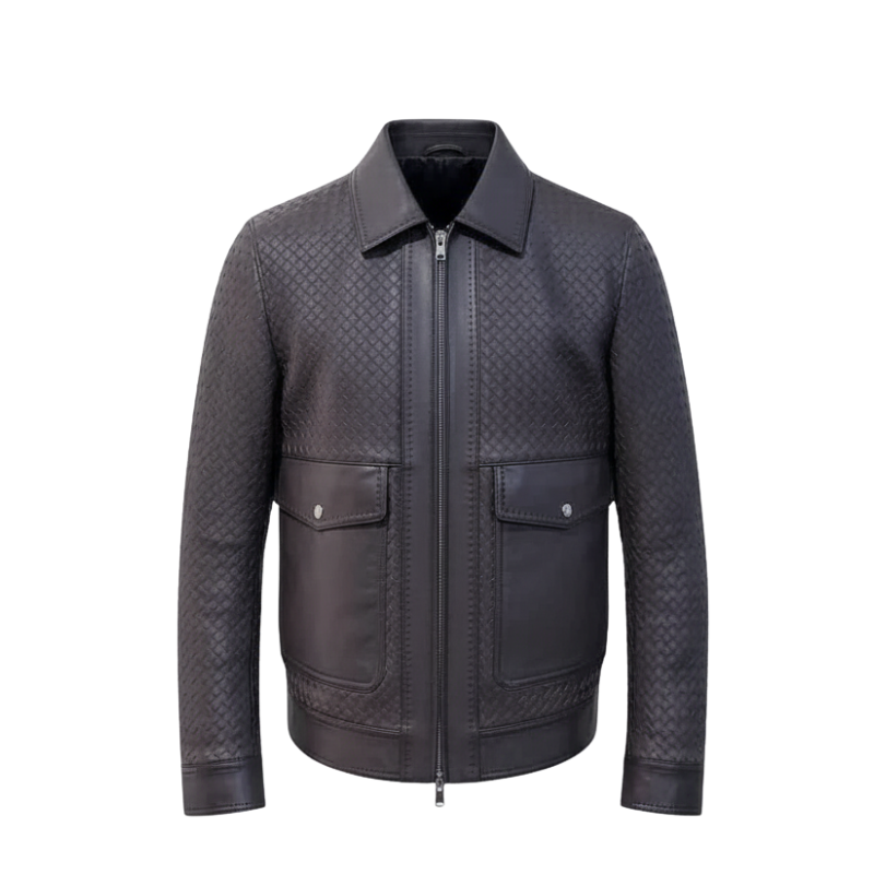 Luxury Woven Textured Leather Jacket