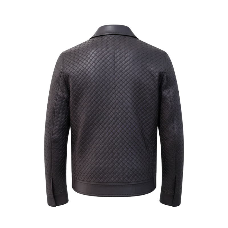 Luxury Woven Textured Leather Jacket