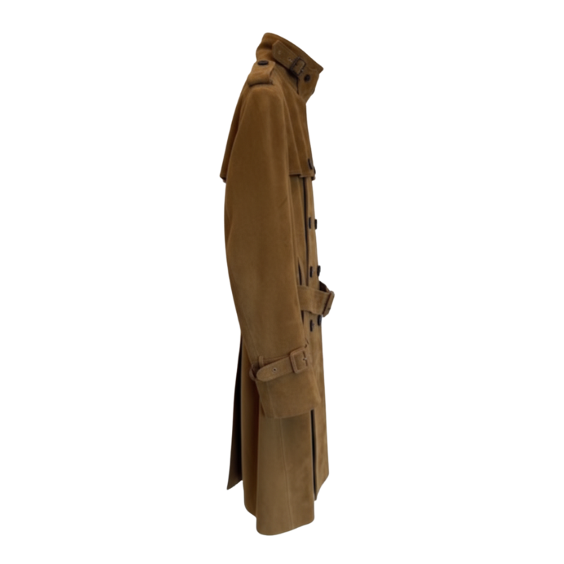 Vintage Suede Belted Long Coat