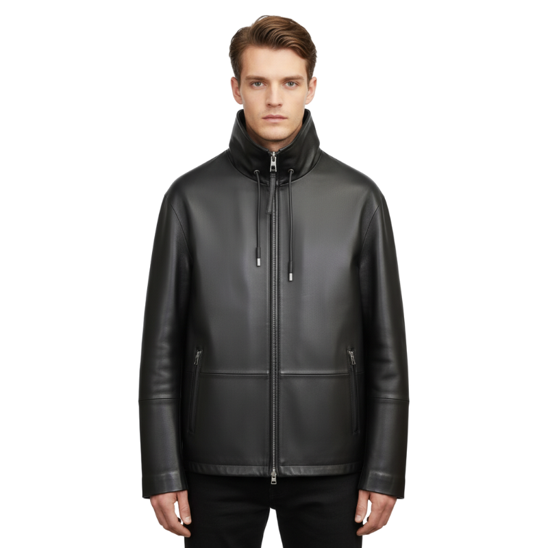 Men’s Luxury High-Collar Leather Jacket
