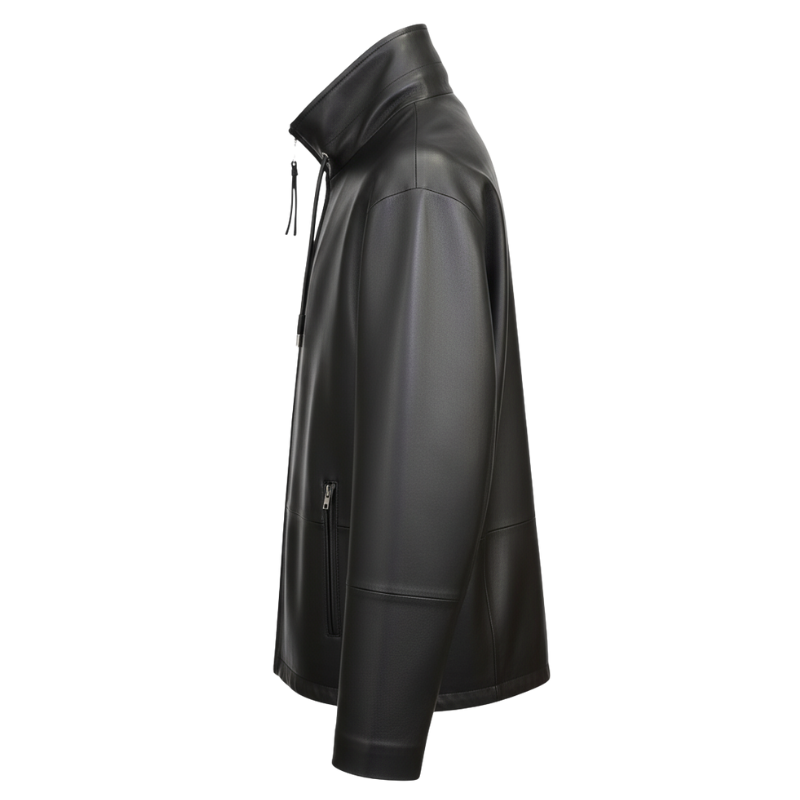 Men s Luxury High Collar Leather Jacket
