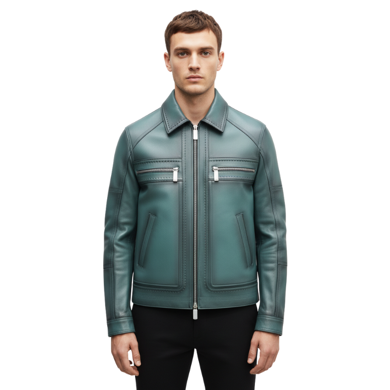 Emerald Leather Moto Jacket