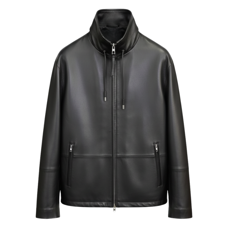 Men’s Luxury High-Collar Leather Jacket