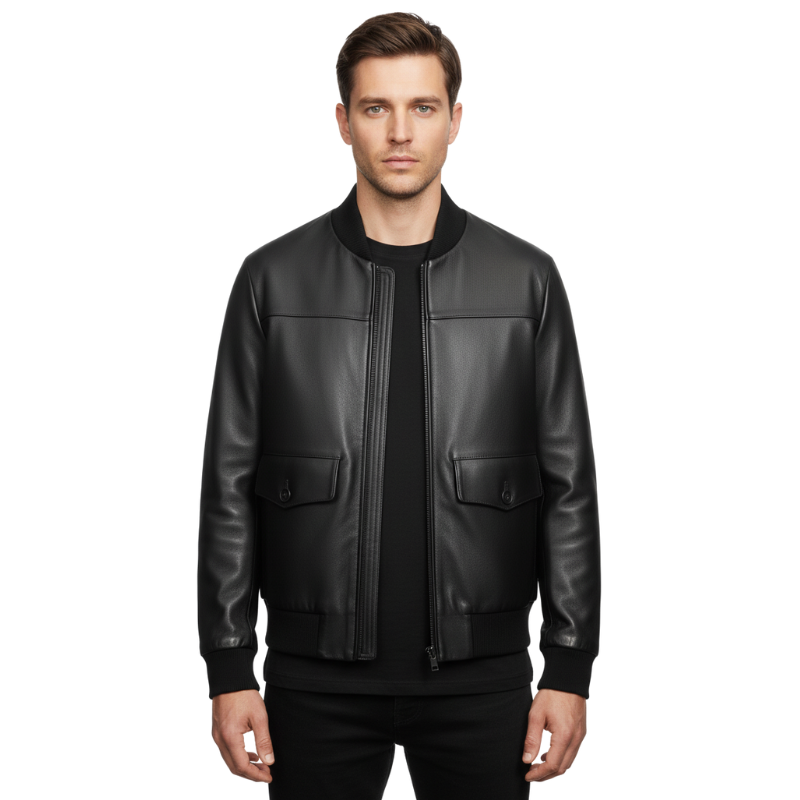 Classic Leather Stylish Bomber Jacket