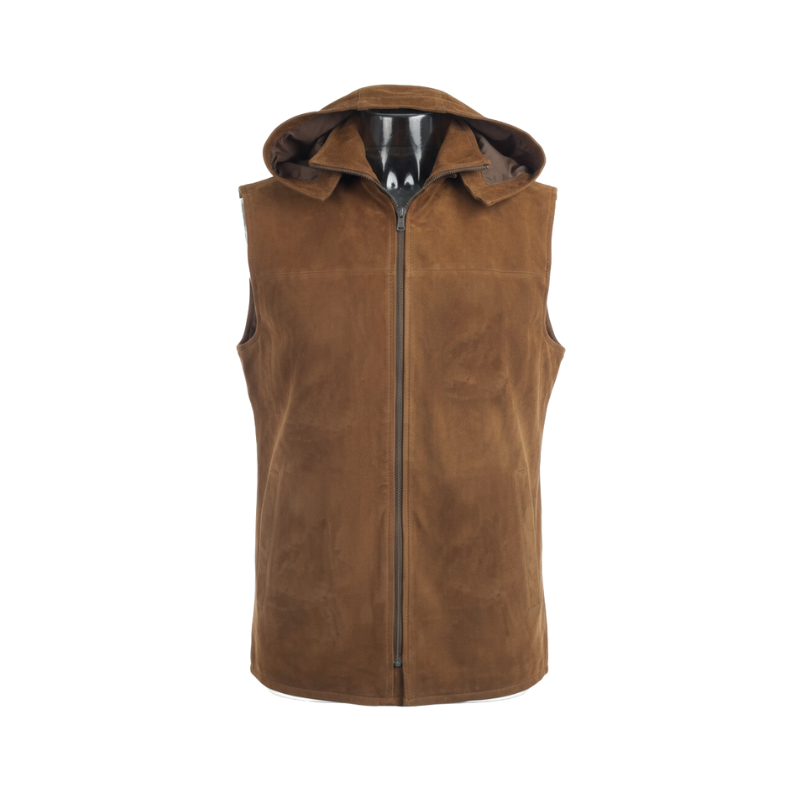 Men Solid Suede Leather Jacket