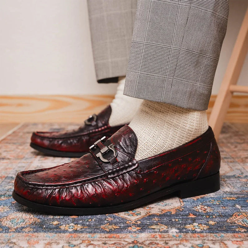 Ostrich Leather Horsebit Loafers