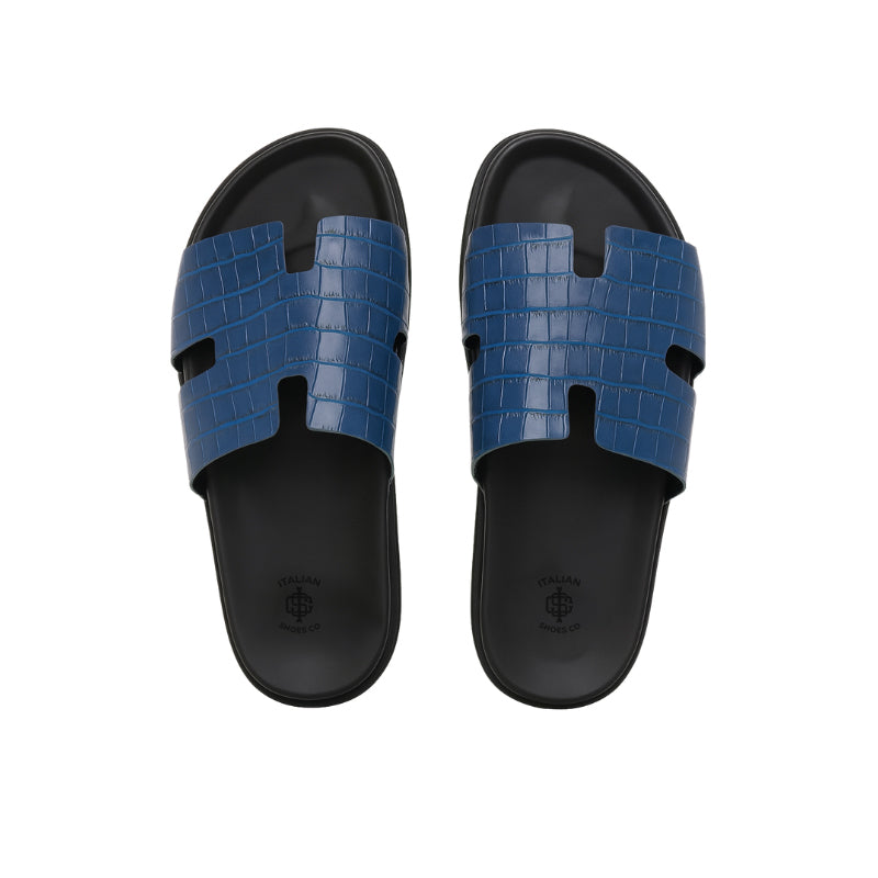 Croco Textured Leather Slipper