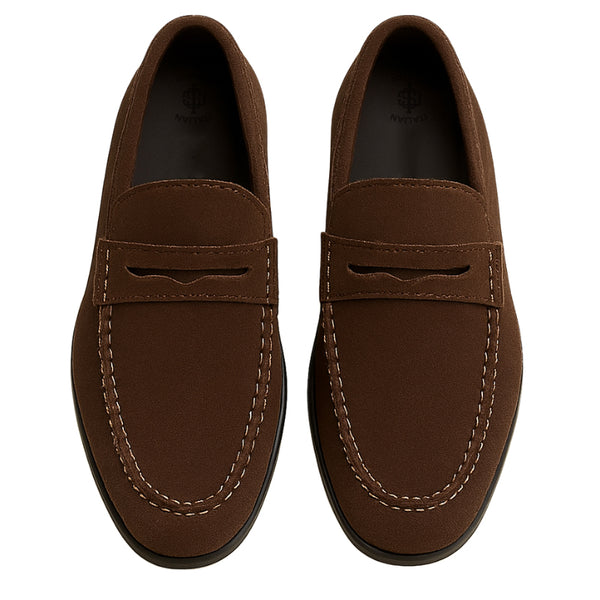 Italian Suede Penny Loafer for Mens - Brown