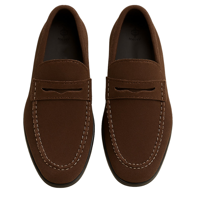 Italian Suede Penny Brown Loafer for Men's