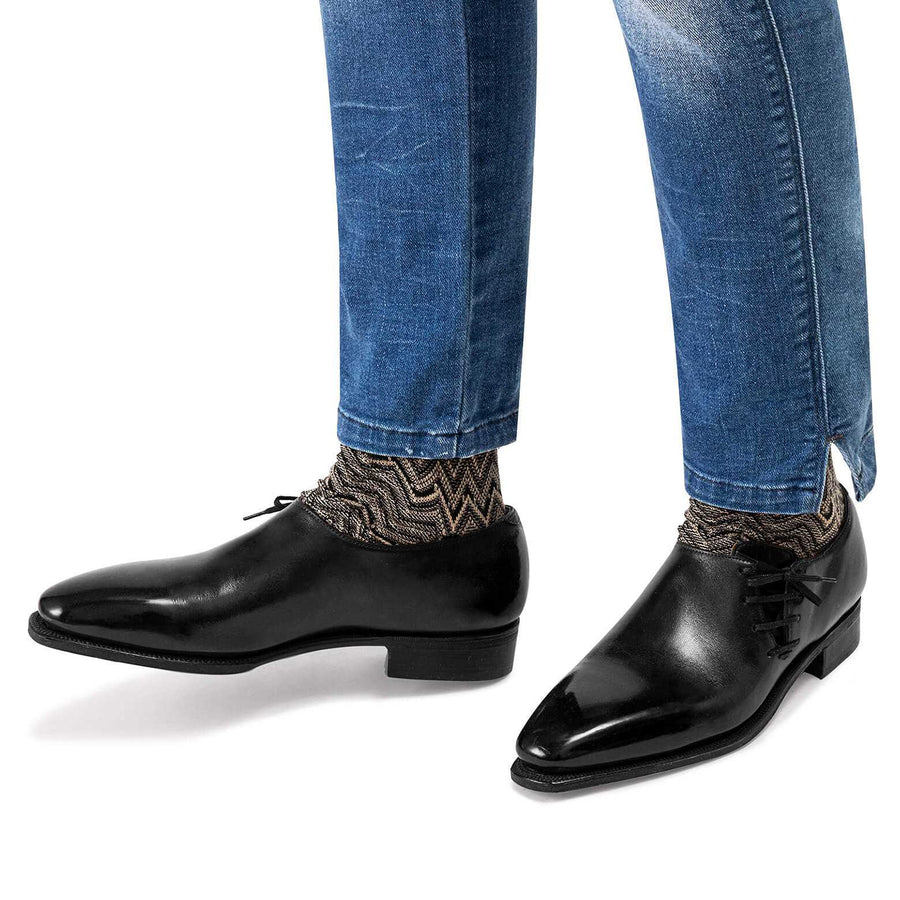 LATERAL LACE CALF LEATHER BLACK
