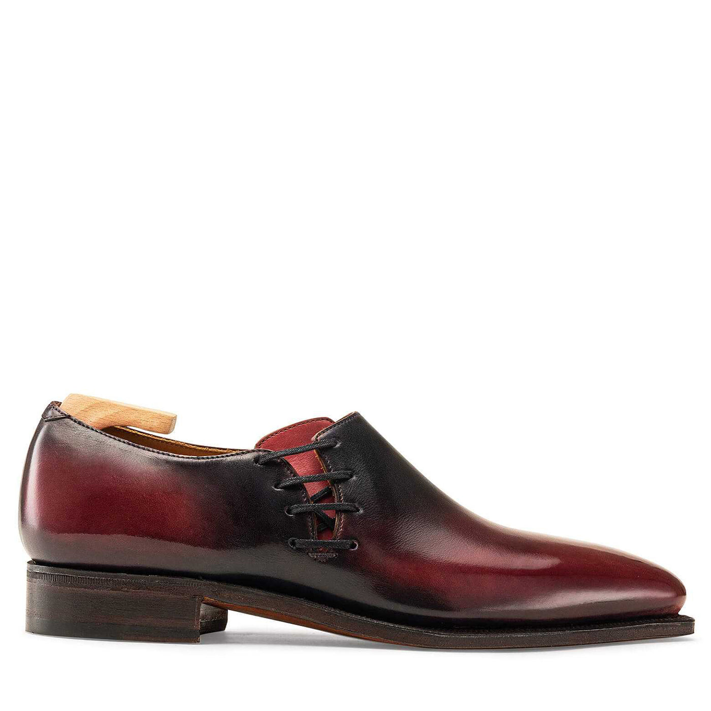 LIE DE VIN LATERAL LACE CALF LEATHER