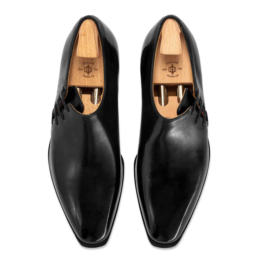 LATERAL LACE CALF LEATHER BLACK