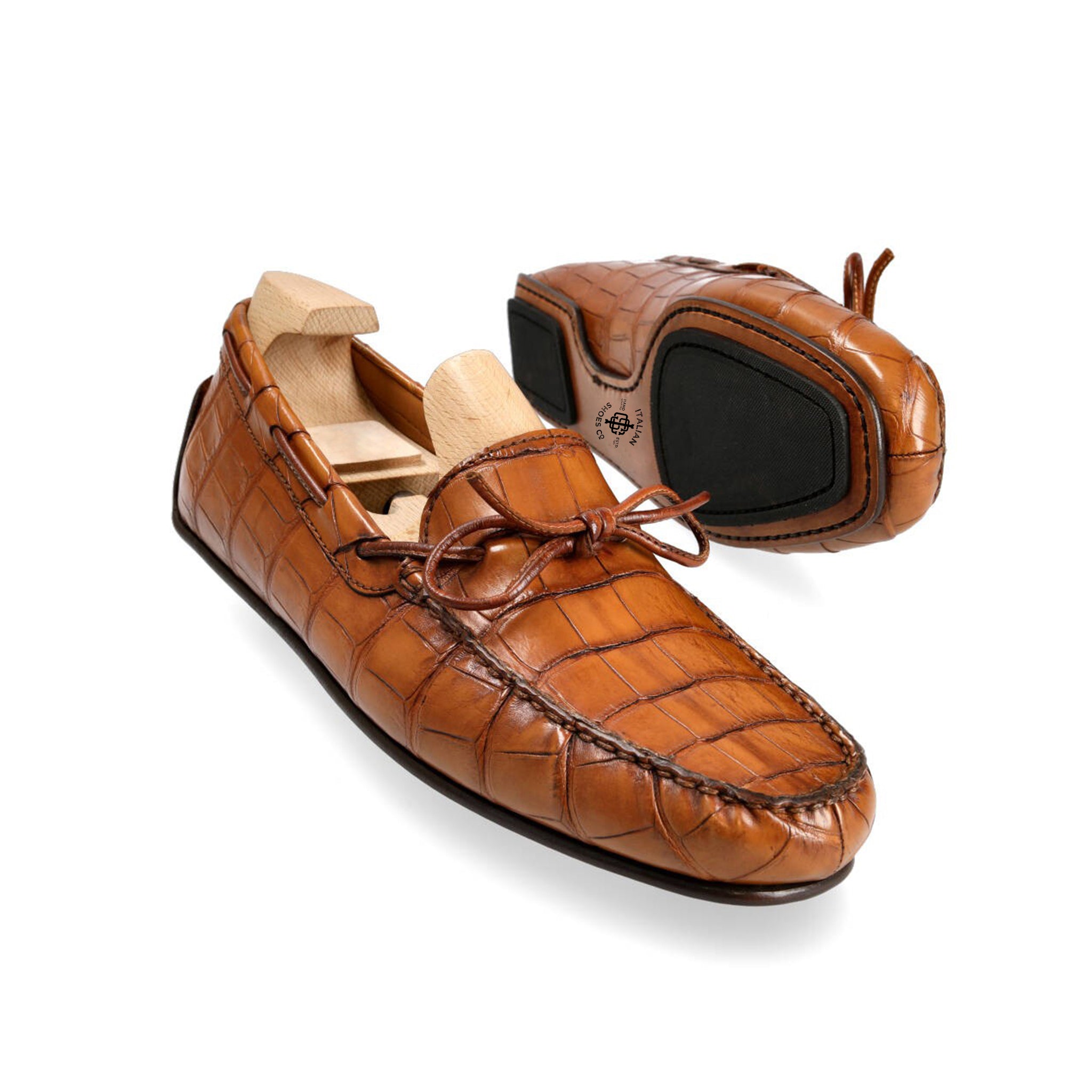 Tan Alligator Leather Loafers