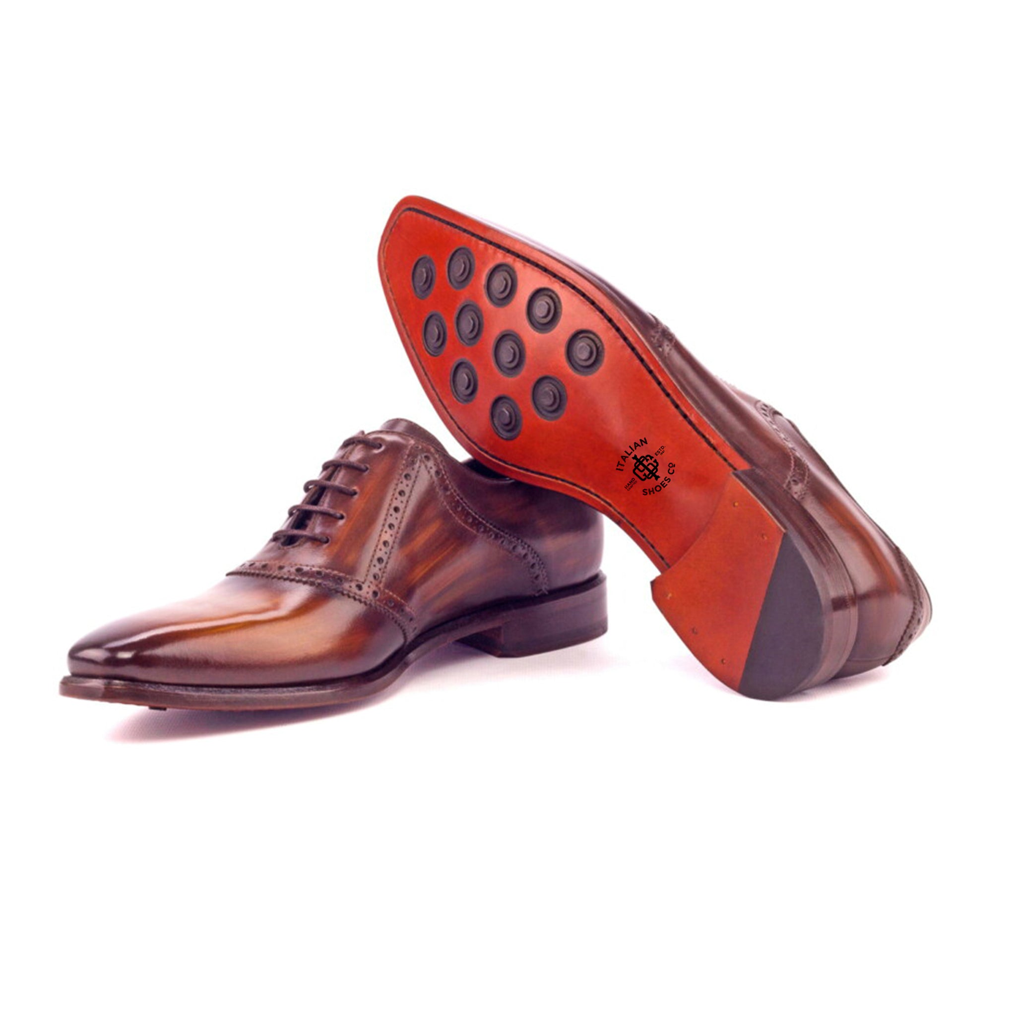 Tan Patina Leather Saddle Shoes