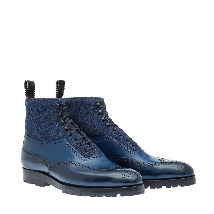 Premium Leather Wingtip High Ankle Boot