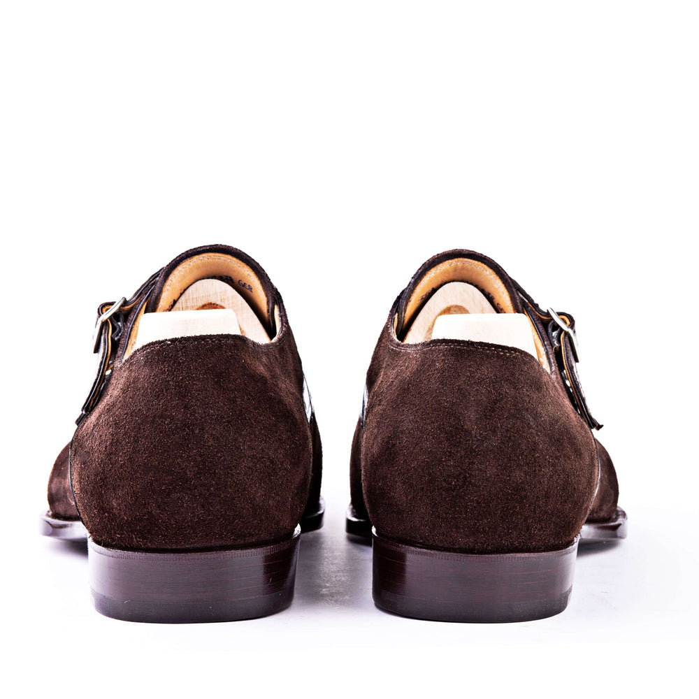Suede Leather Croc Print Double Monk Strap Shoe