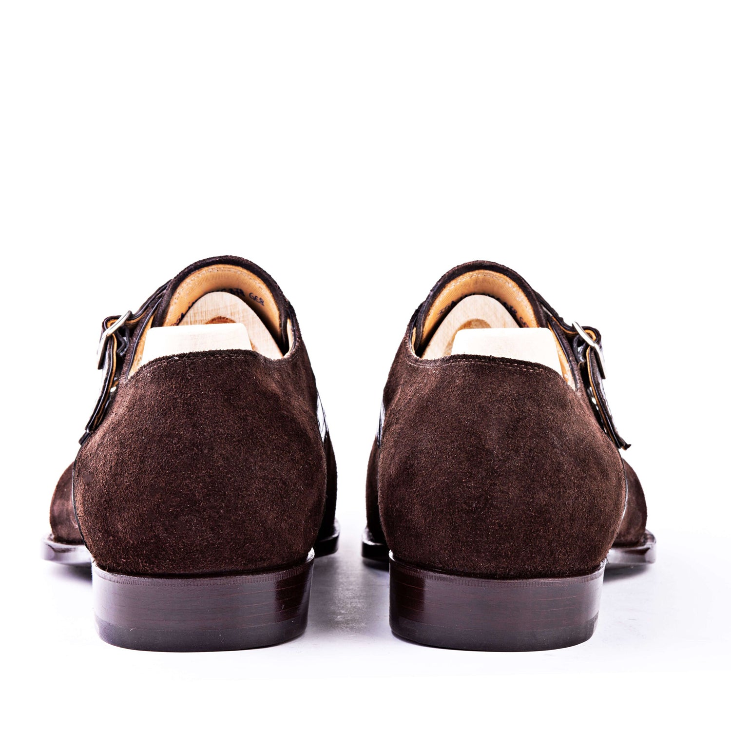 Suede Leather Croc Print Double Monk Strap Shoes