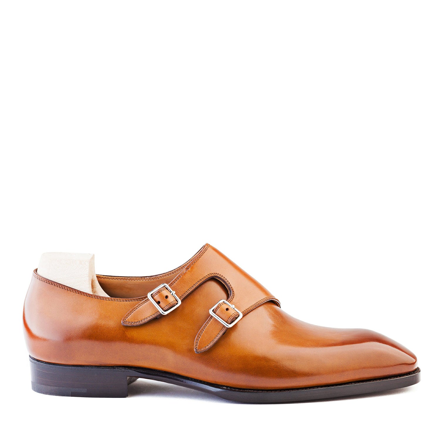 Classic Shiny Leather Double Monk Straps Shoes