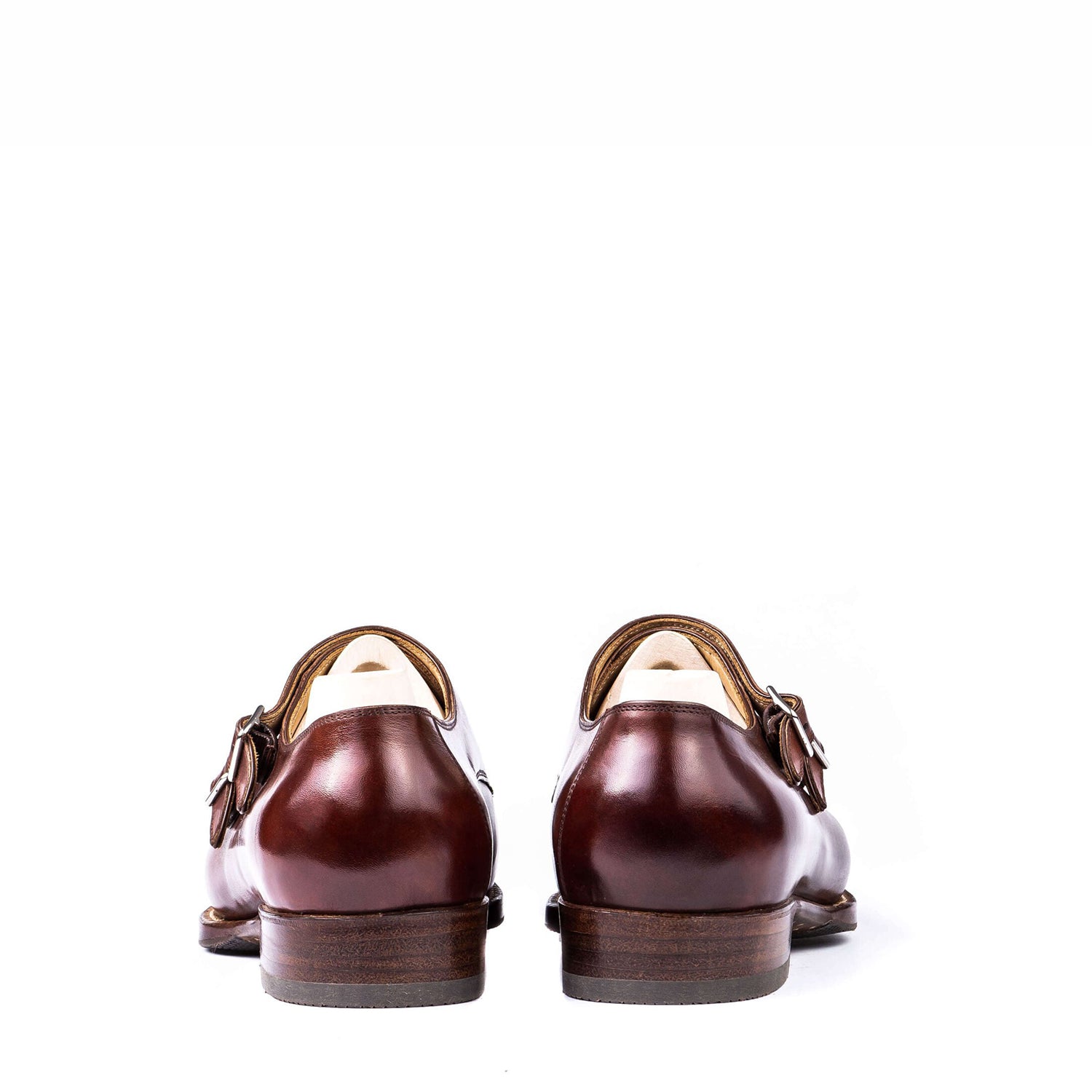 Men Leather Double Monk Straps Slip-On Shoes