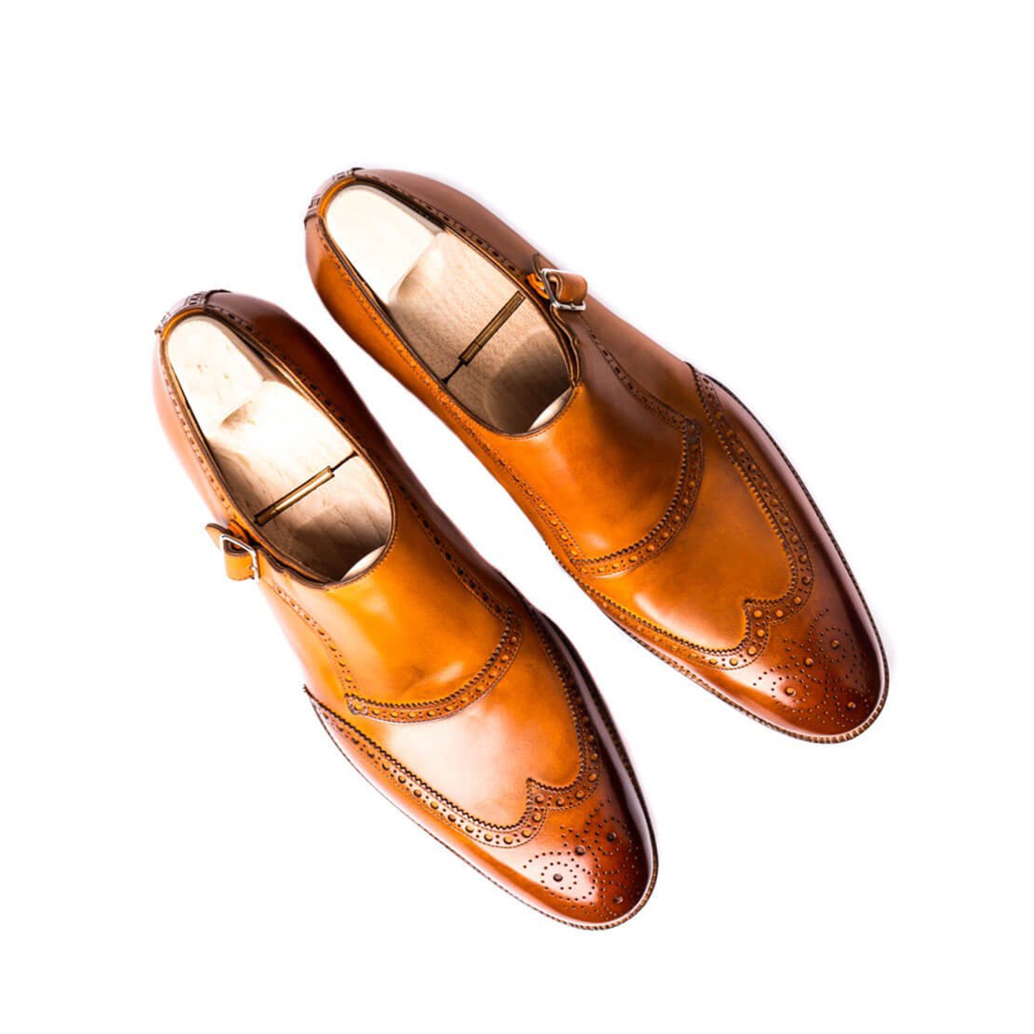 Classic Shiny Leather Single Monk Straps Shoes