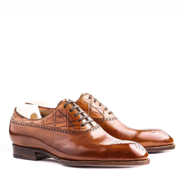 Croco Deep Cut Leather Formal Oxford Shoe
