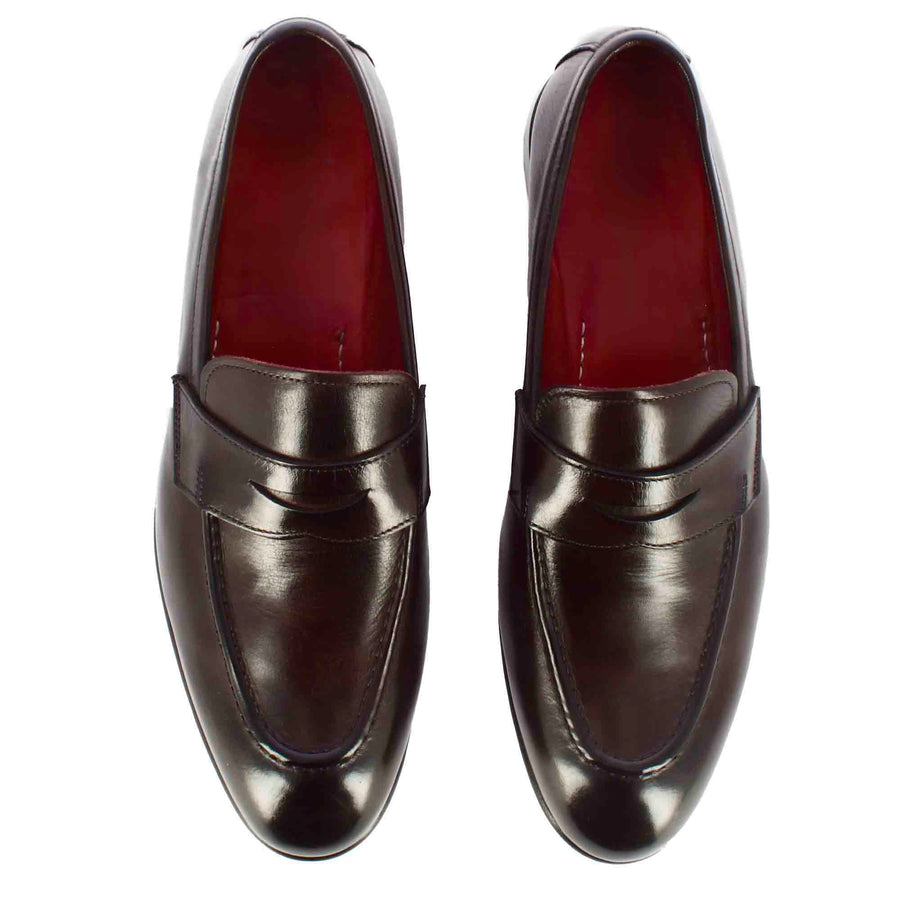 Classic Hand-Painted Leather Penny Loafers