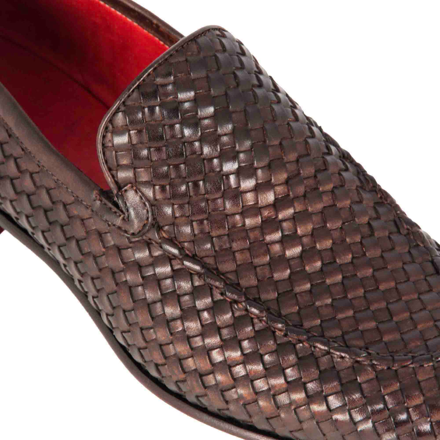 Dark Brown Woven Leather Moccasin