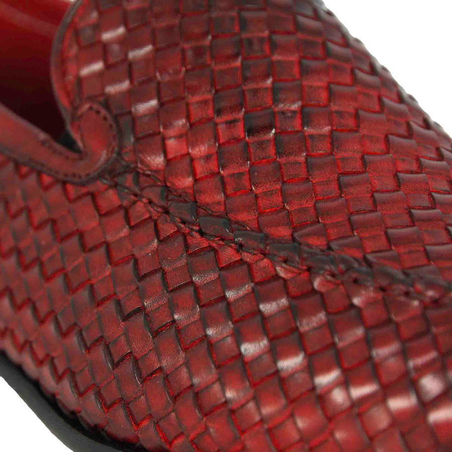 Classic Red Woven Leather moccasin