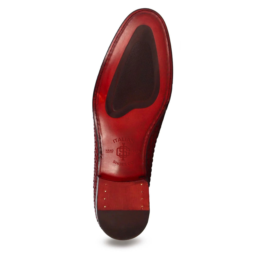 Classic Red Woven Leather moccasin