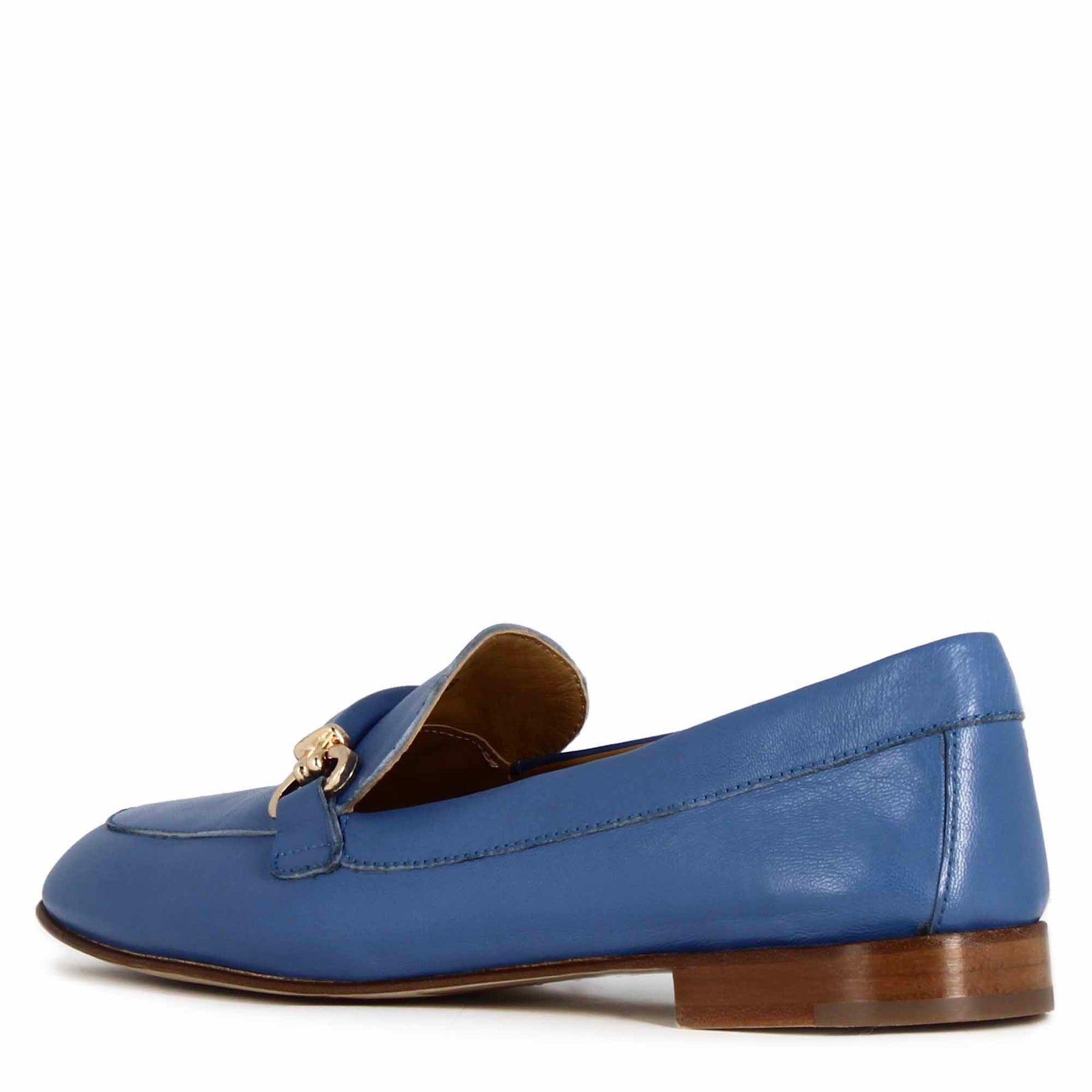 Women's Moccasin in Blue Leather