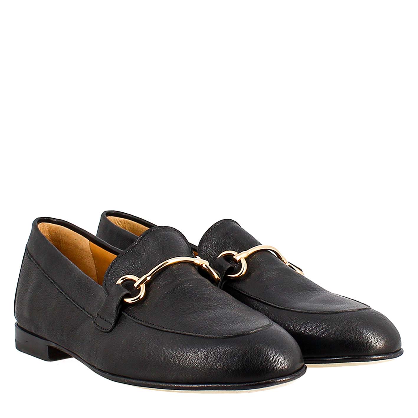 Women's Moccasin in Black Leather
