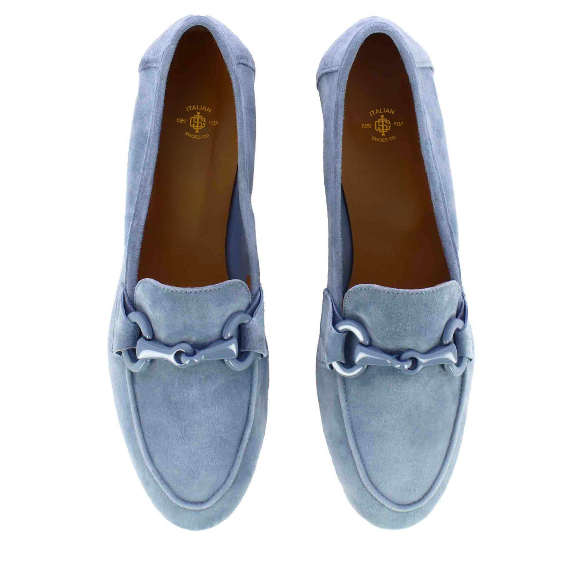 Women's Suede Moccasin With Turquoise Horsebit