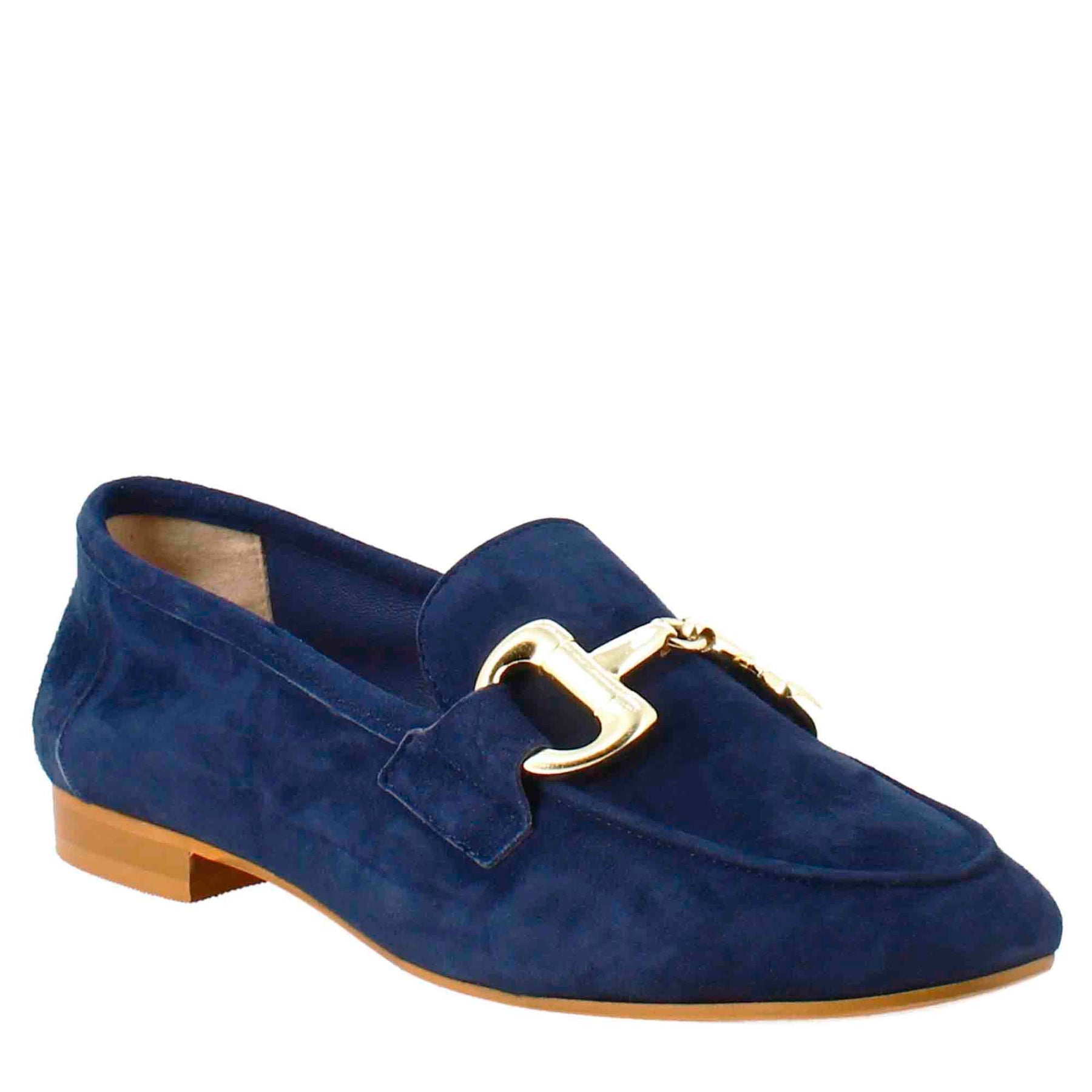 Women's Moccasin in Blue Suede