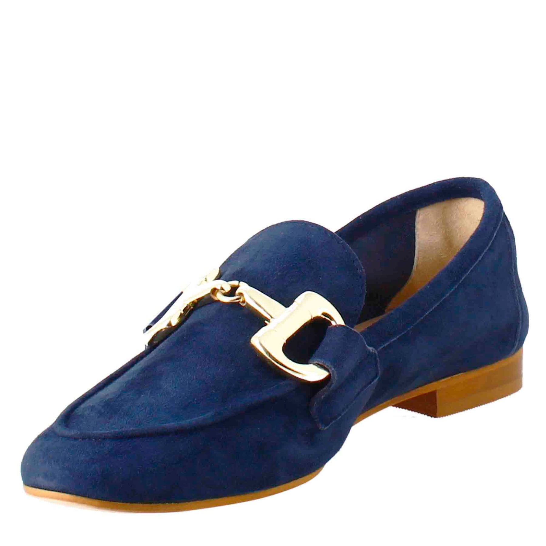 Women's Moccasin in Blue Suede