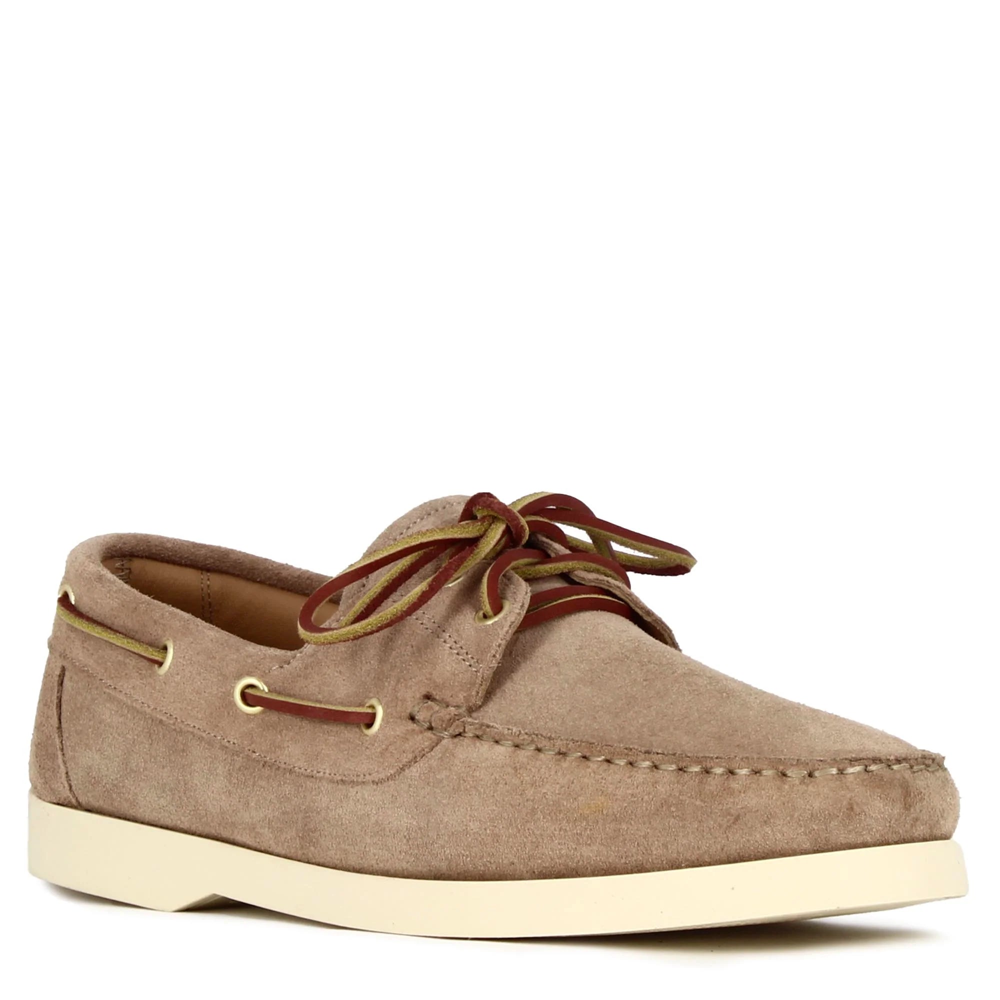 Men's boat moccasin in beige suede