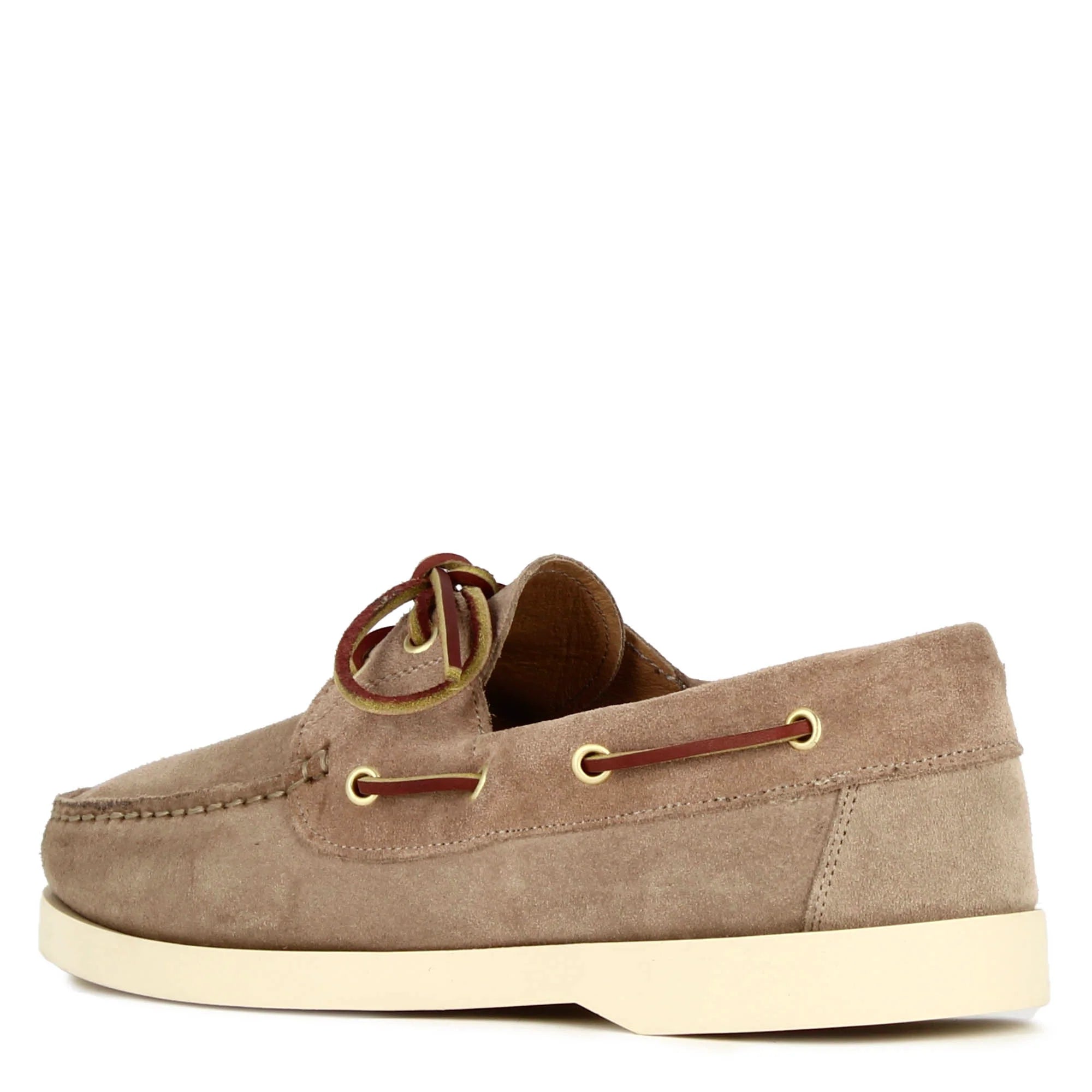 Men's boat moccasin in beige suede