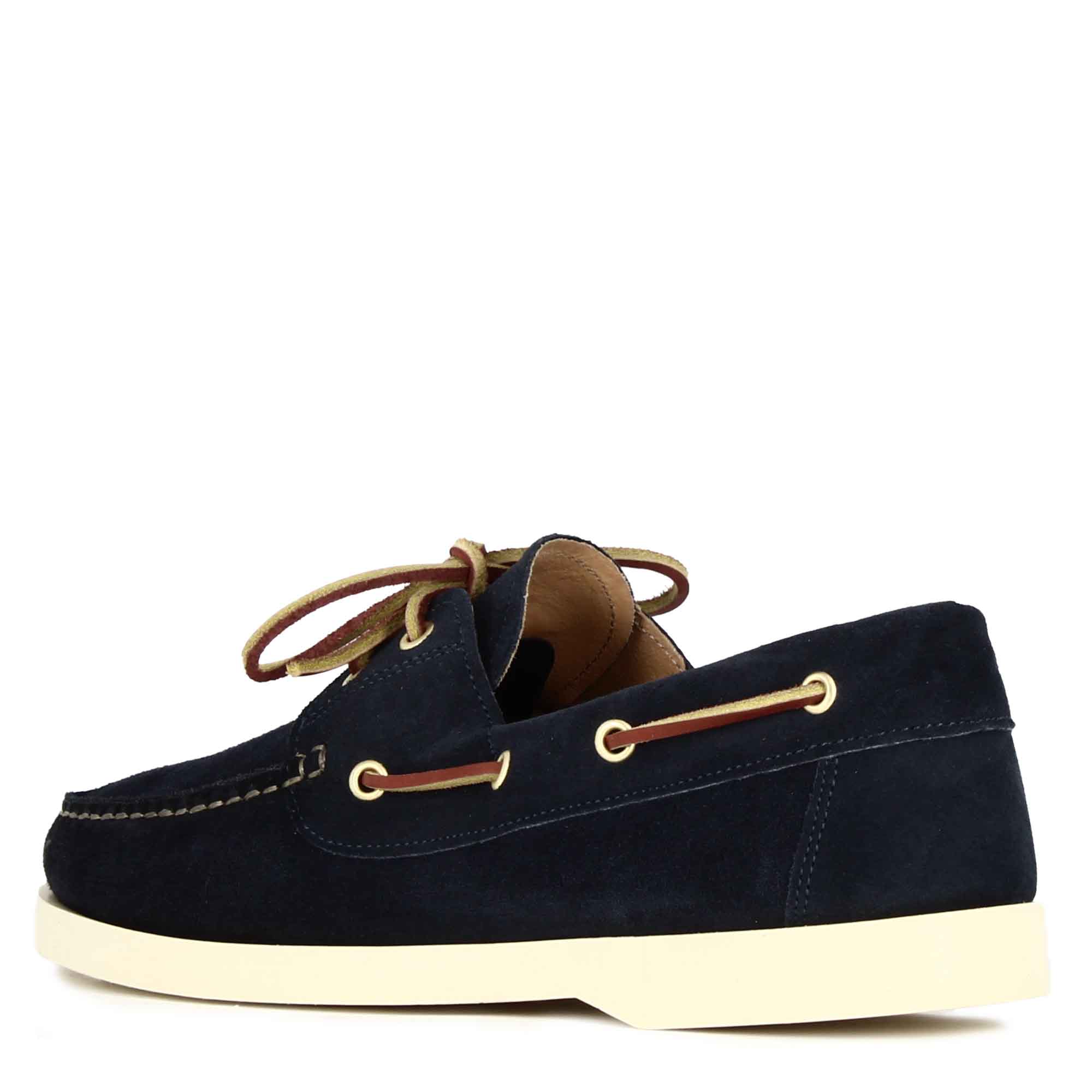 Men's boat moccasin in blue suede