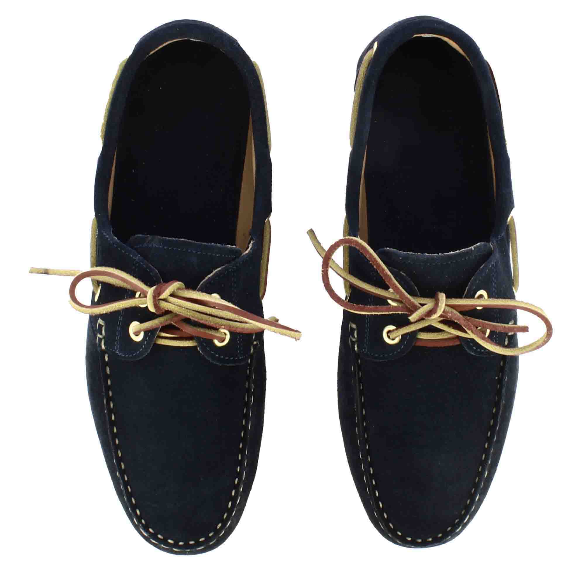 Men's boat moccasin in blue suede