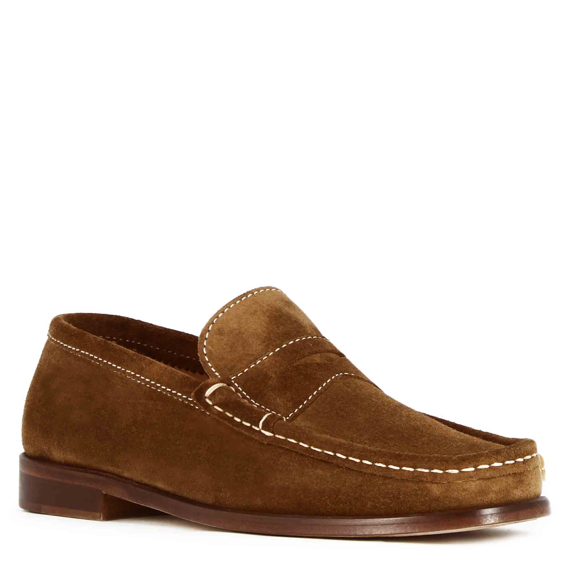 Handmade light brown suede men's  Loafer