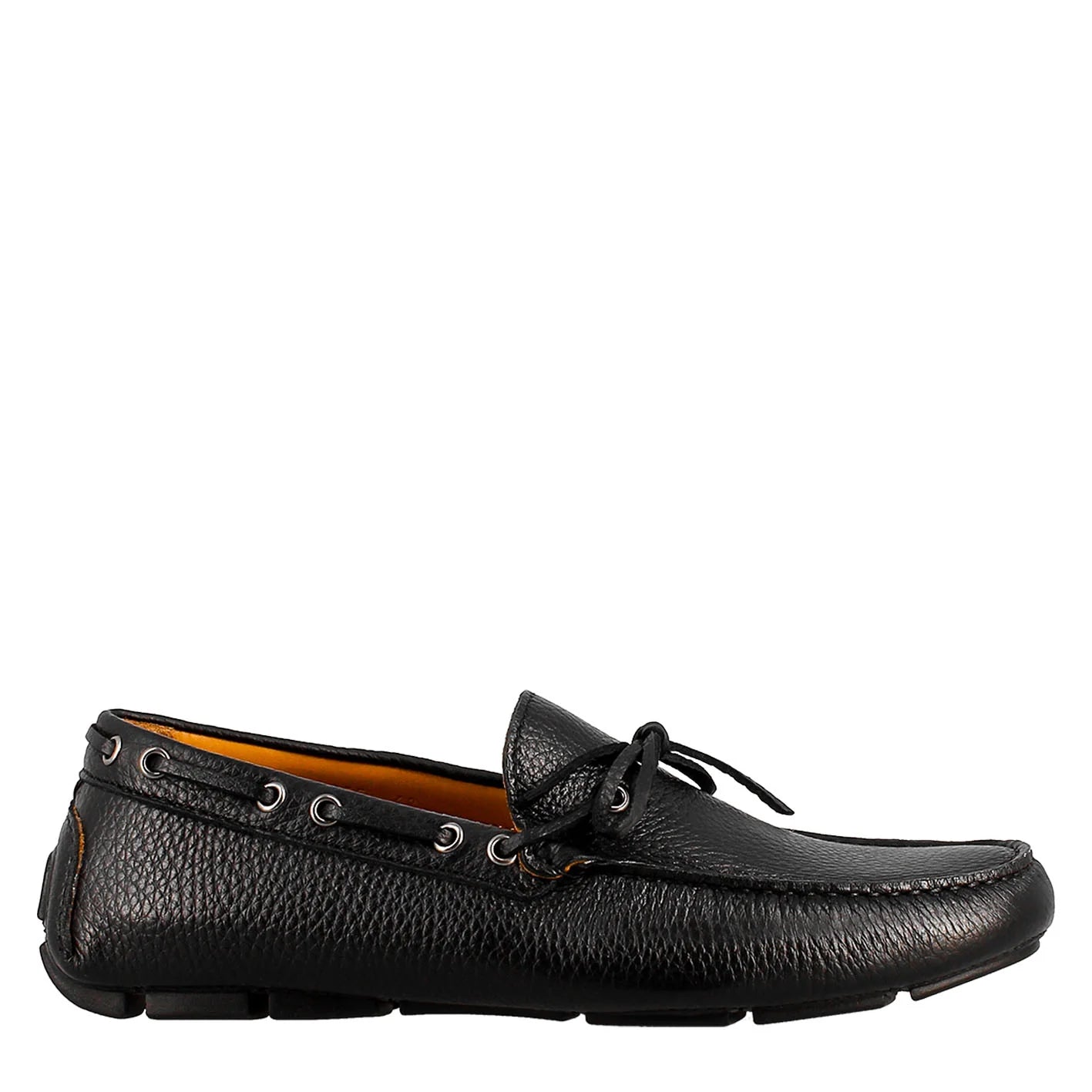 Black Leather Moccasin with Laces