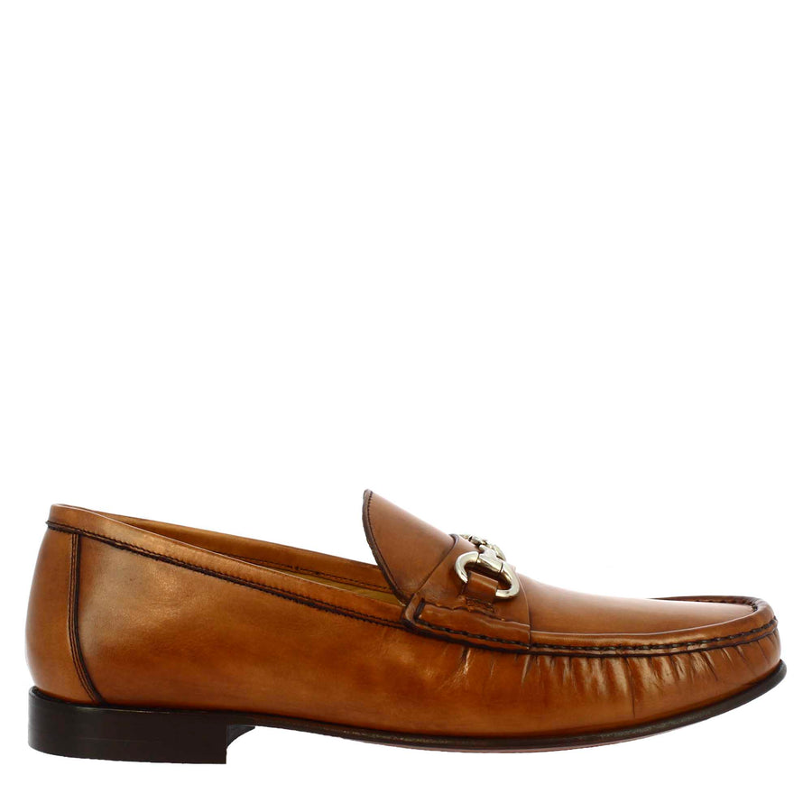 Handmade men's loafers in brown calf LEATHER